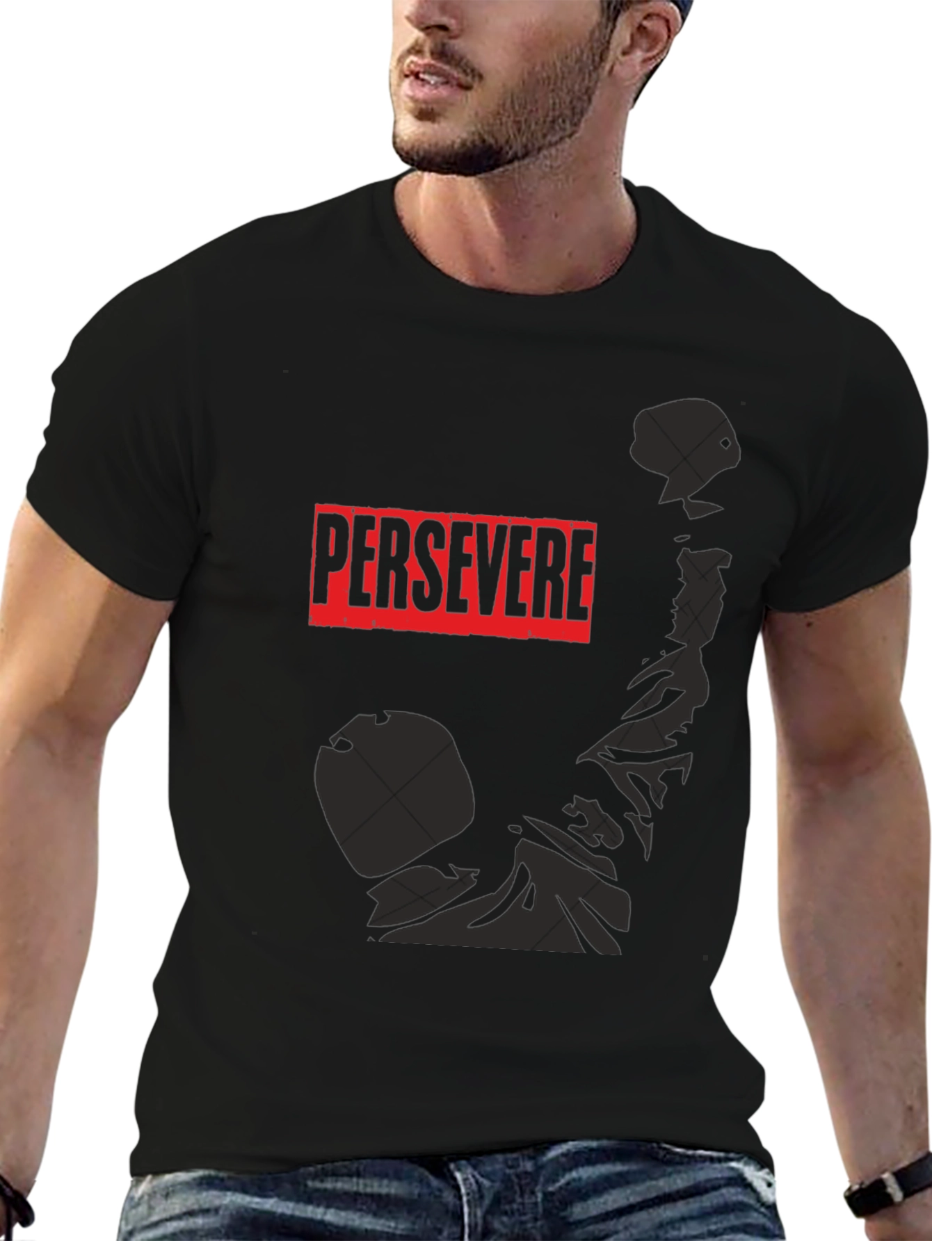 Persevere Graphic Tee - Black Cotton Shirt