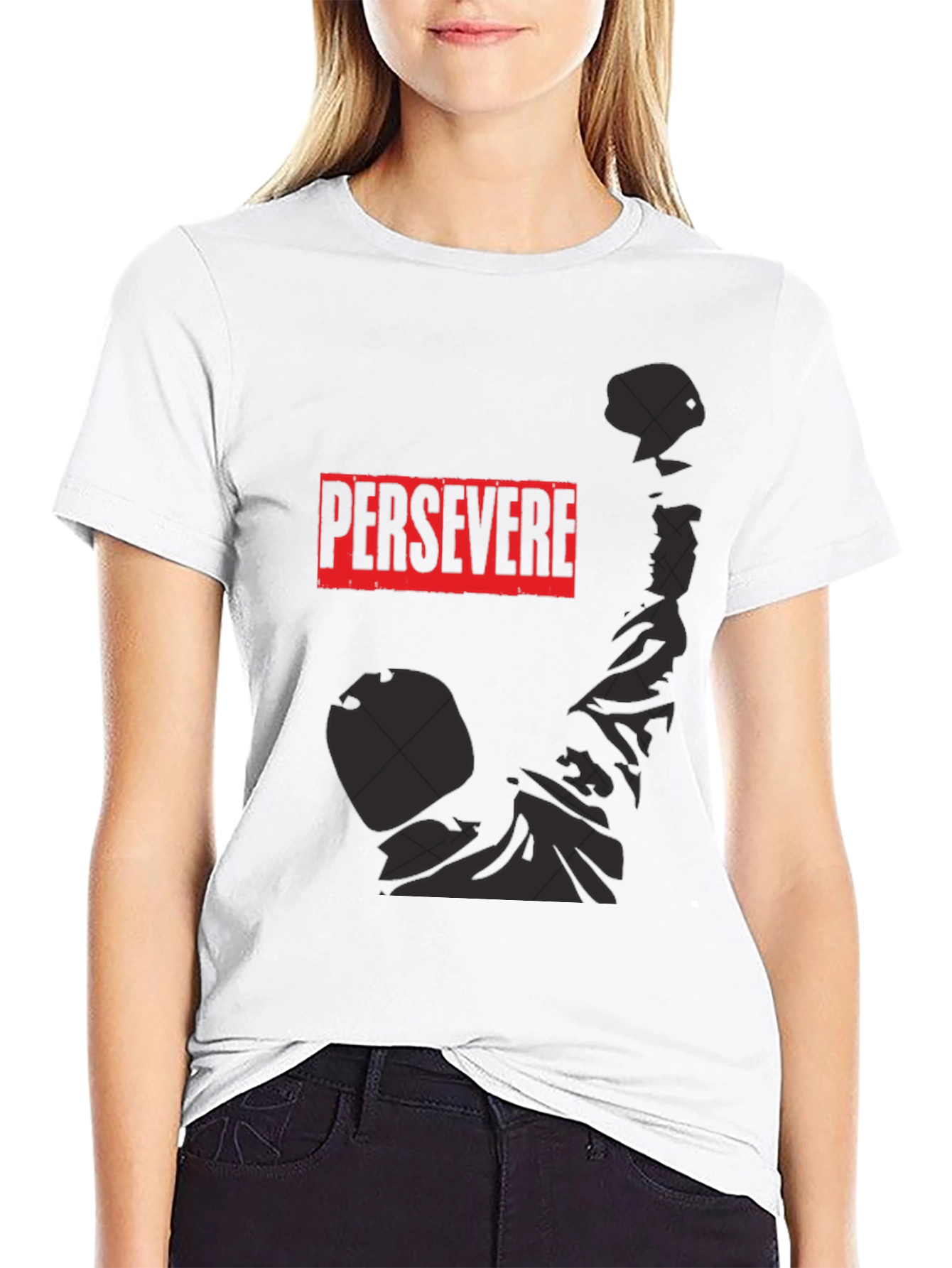 Persevere Graphic Tee - Black Cotton Shirt