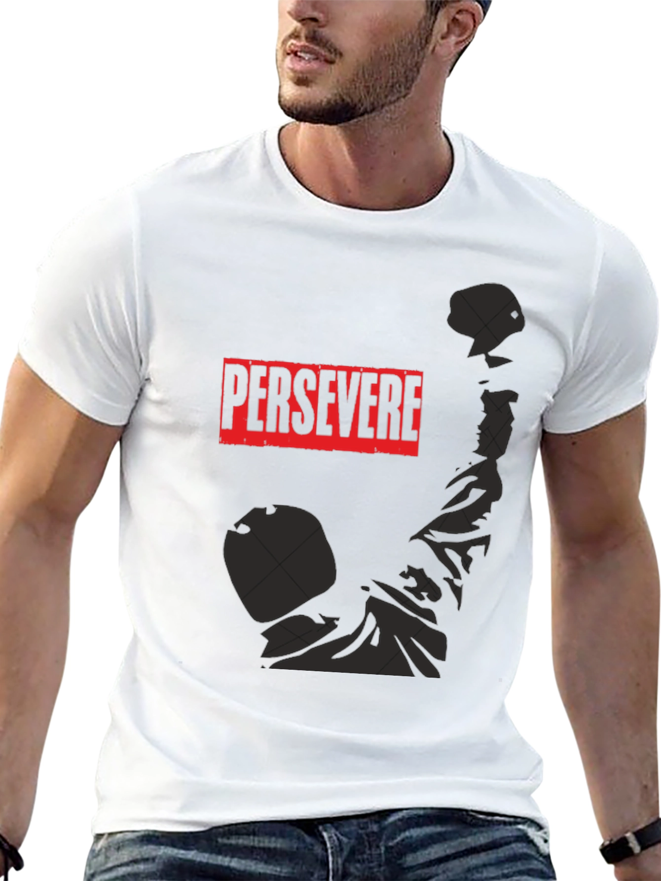 Persevere Graphic Tee - Black Cotton Shirt