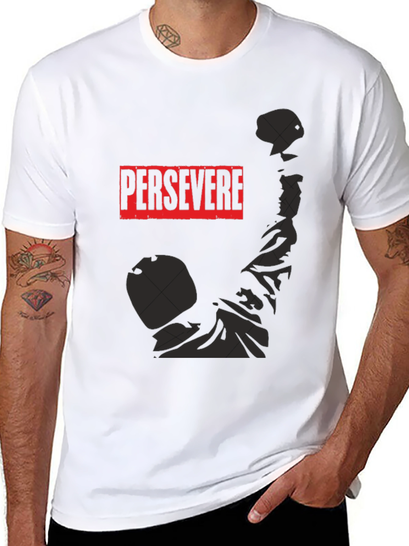 Persevere Graphic Tee - Black Cotton Shirt