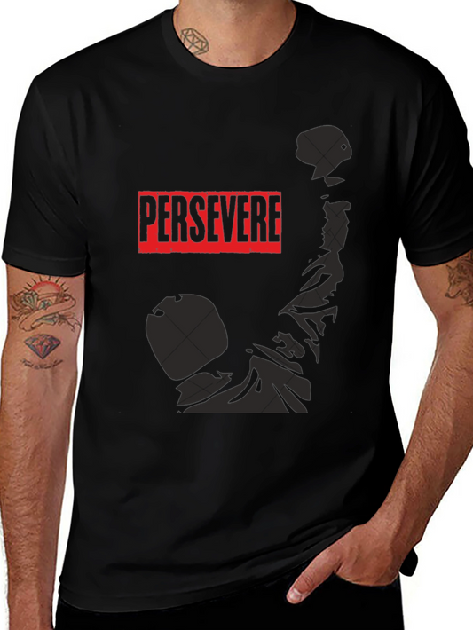 Persevere Graphic Tee - Black Cotton Shirt