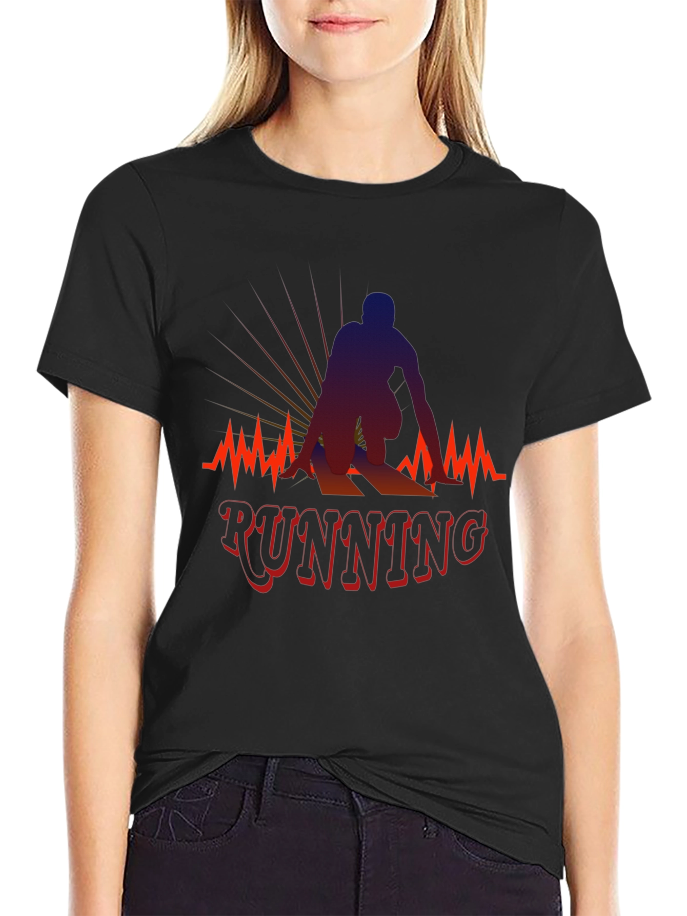 Running Silhouette Graphic T-Shirt - Black