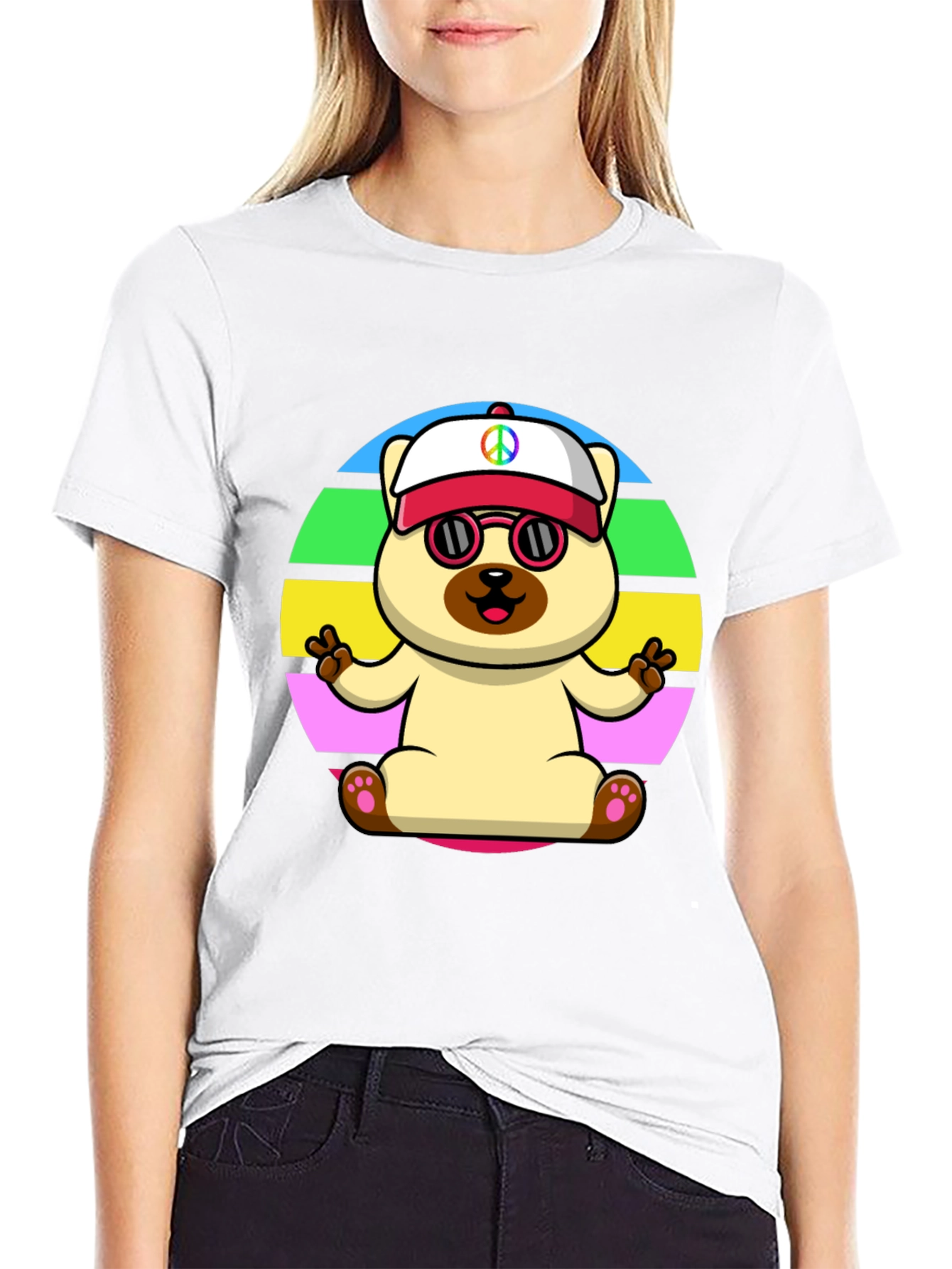 Peaceful Pup Graphic Tee - Retro Style