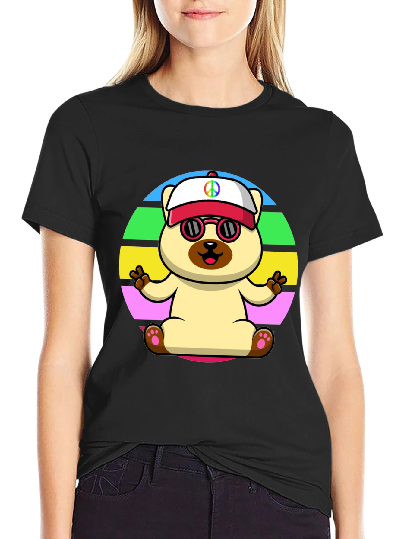 Peaceful Pup Graphic Tee - Retro Style