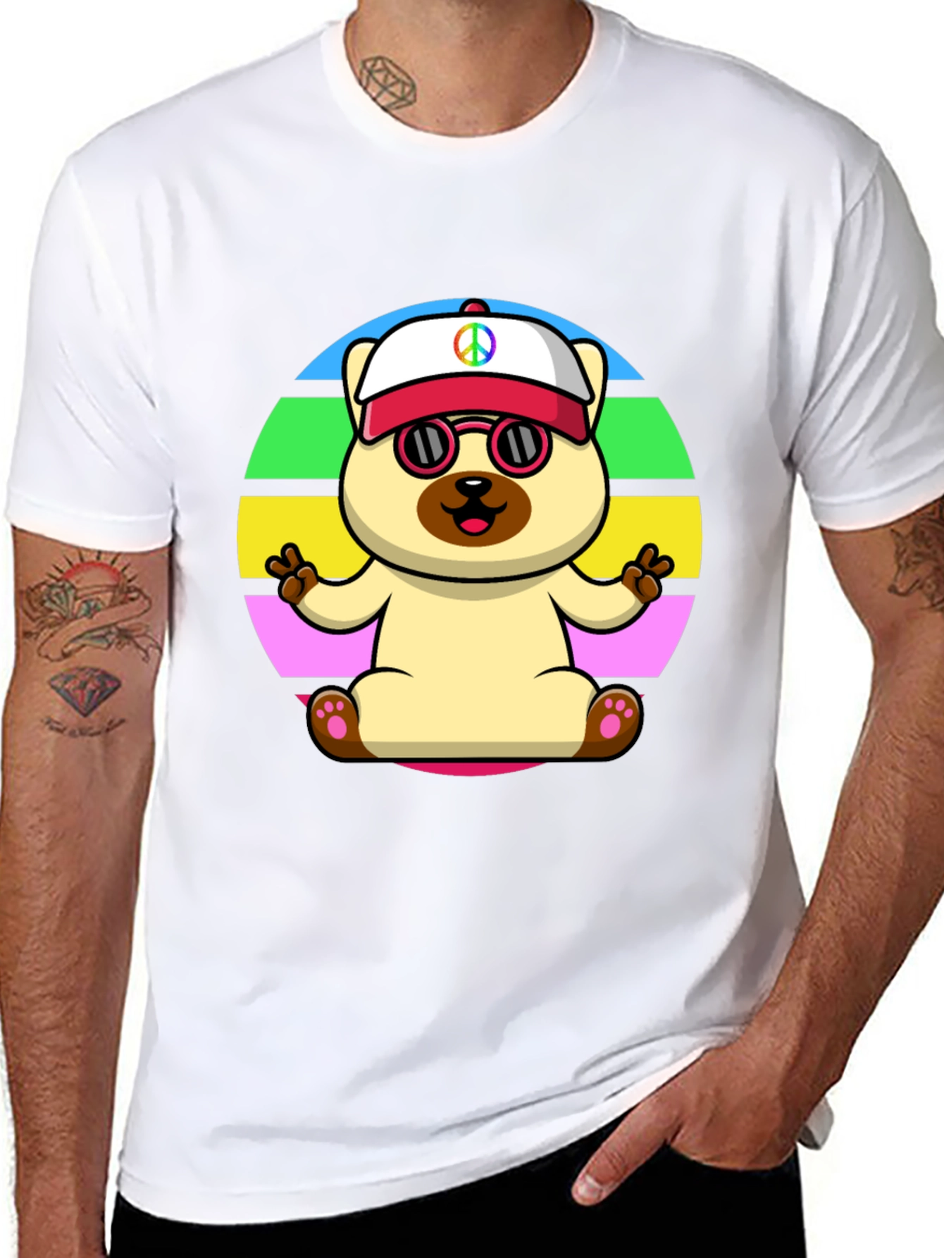 Peaceful Pup Graphic Tee - Retro Style