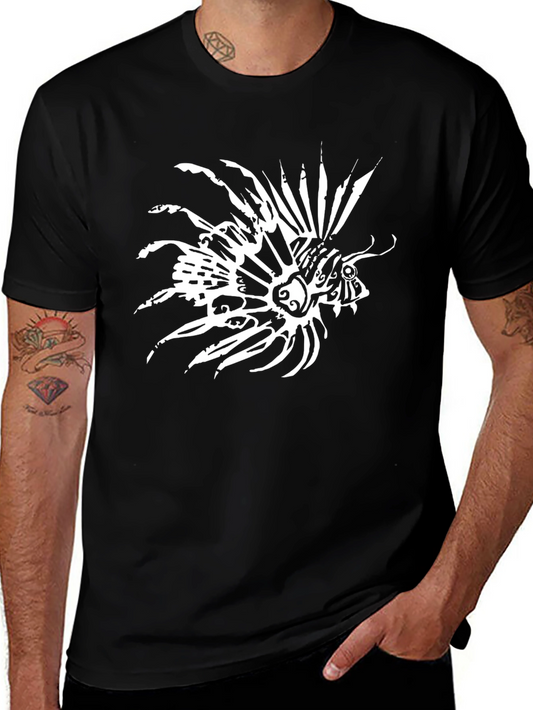 Lionfish Graphic Print Black T-Shirt