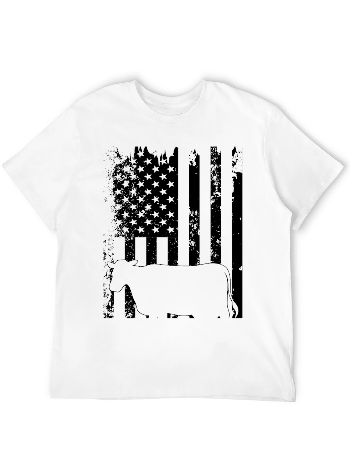 Distressed American Flag Cow Graphic Tee