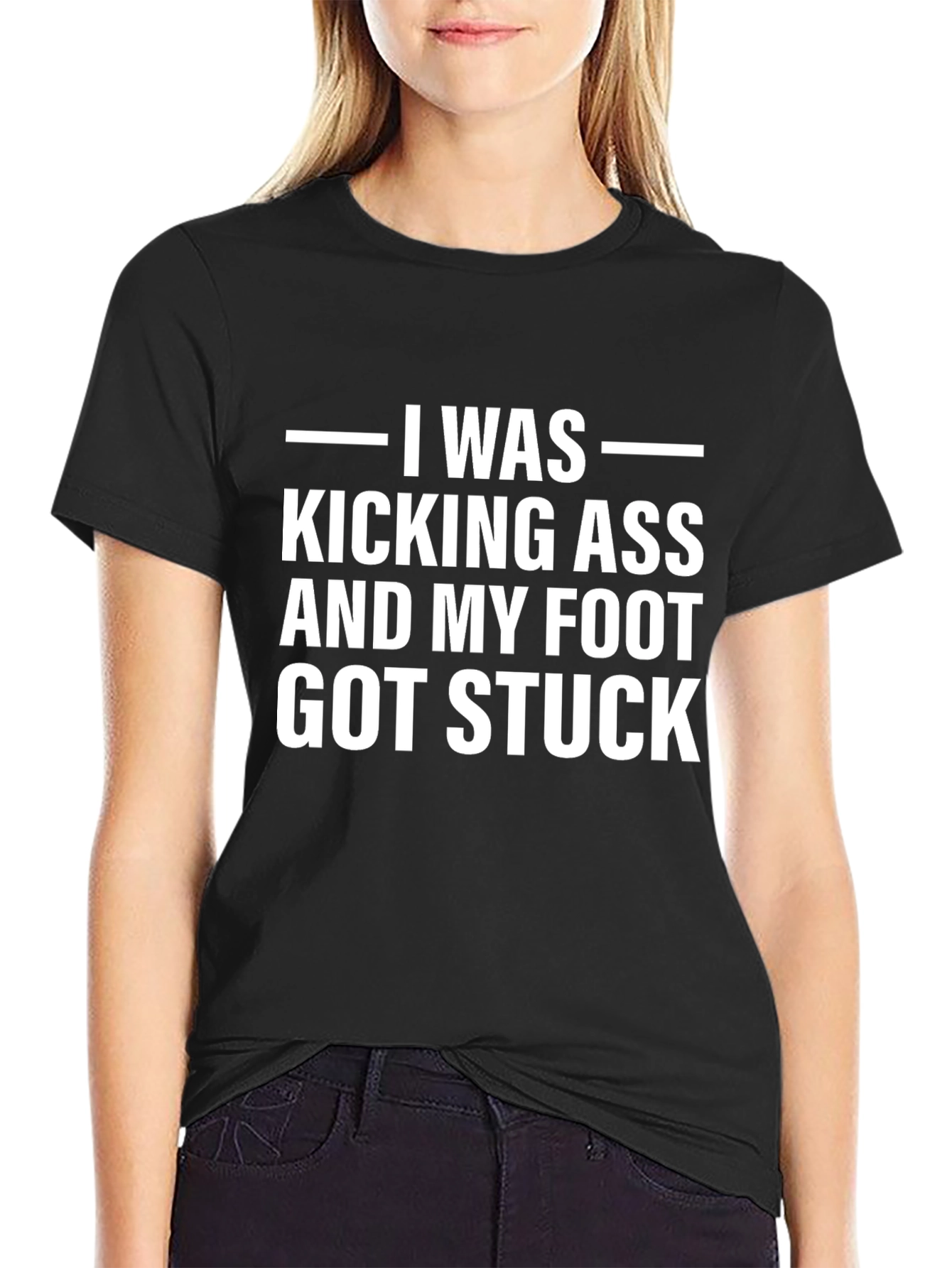 Funny Kicking Ass Foot Stuck Graphic Tee