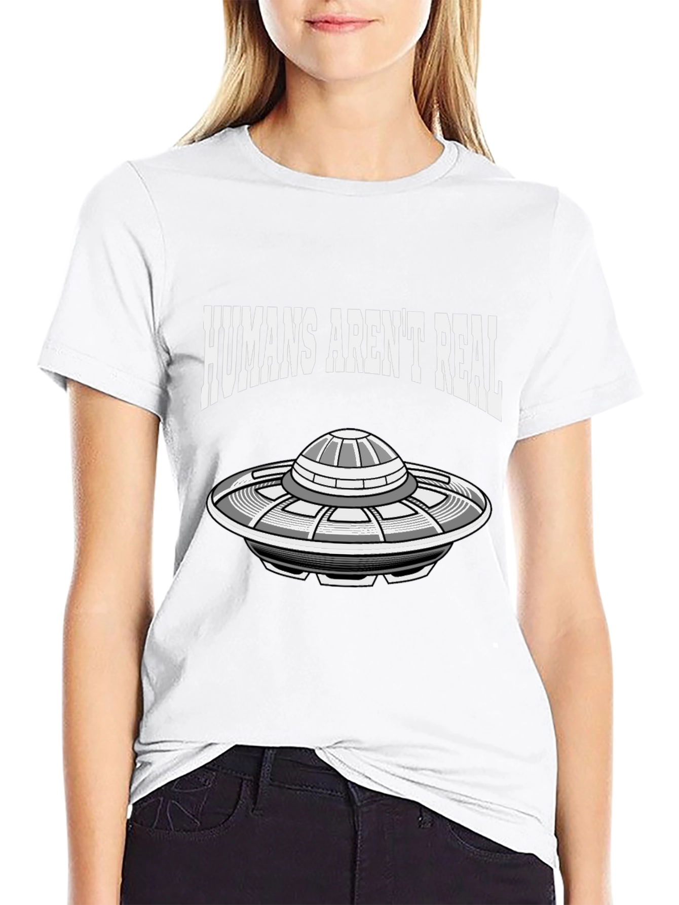Humans Arent Real UFO Graphic Tee - Conspiracy T-Shirt