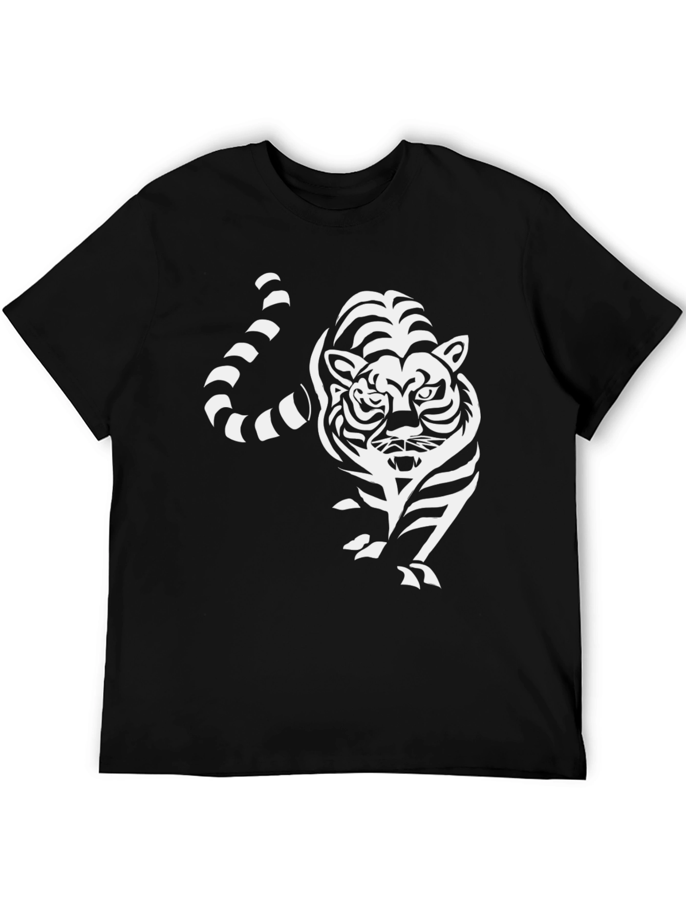 Tiger Graphic Print Tee - Stylish Black T-Shirt