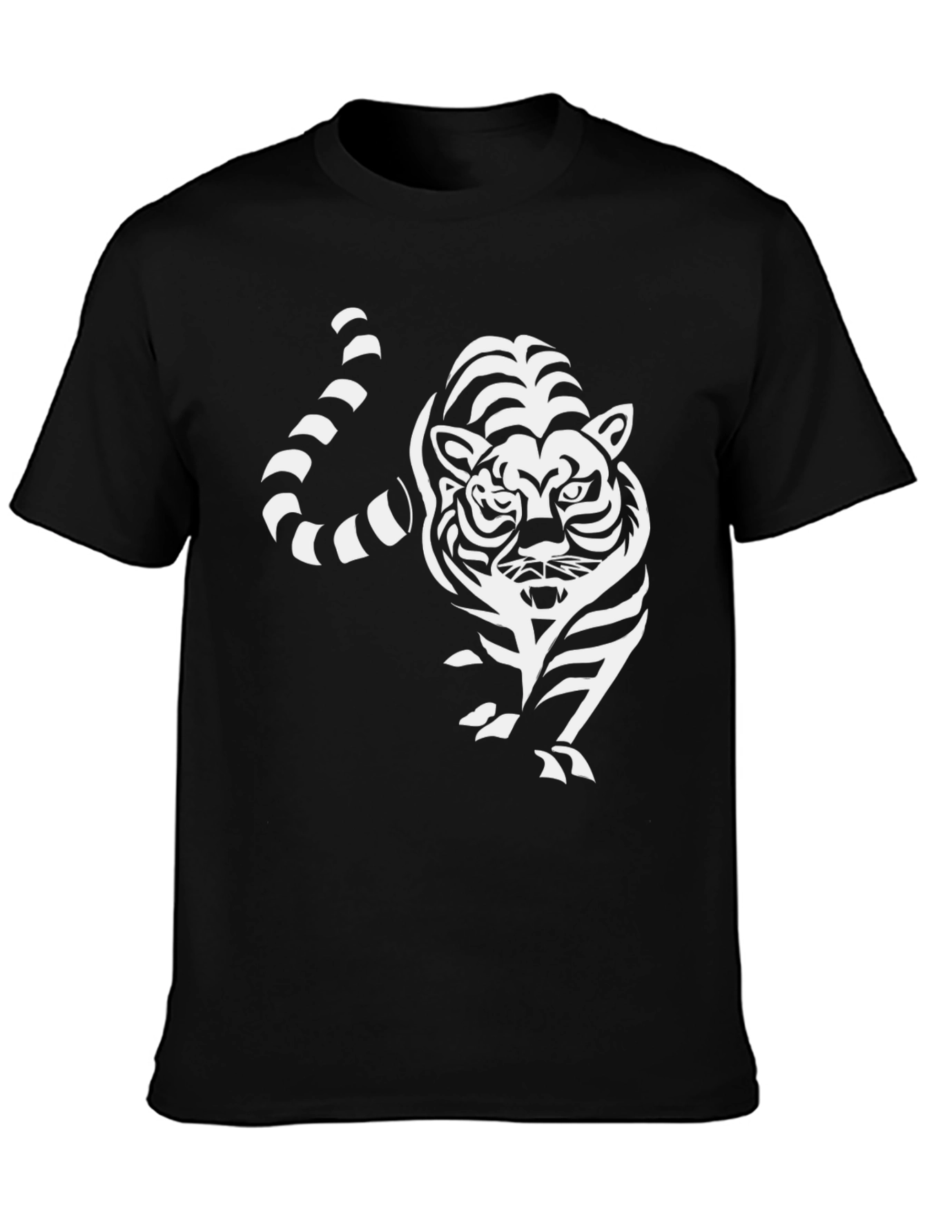 Tiger Graphic Print Tee - Stylish Black T-Shirt
