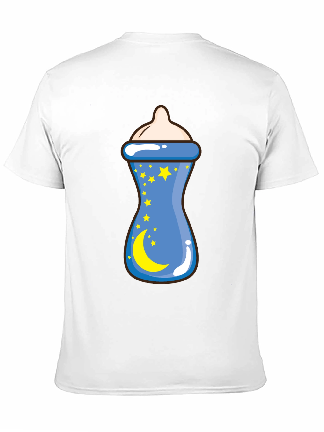 Baby Bottle Moon Stars Graphic Black T-Shirt