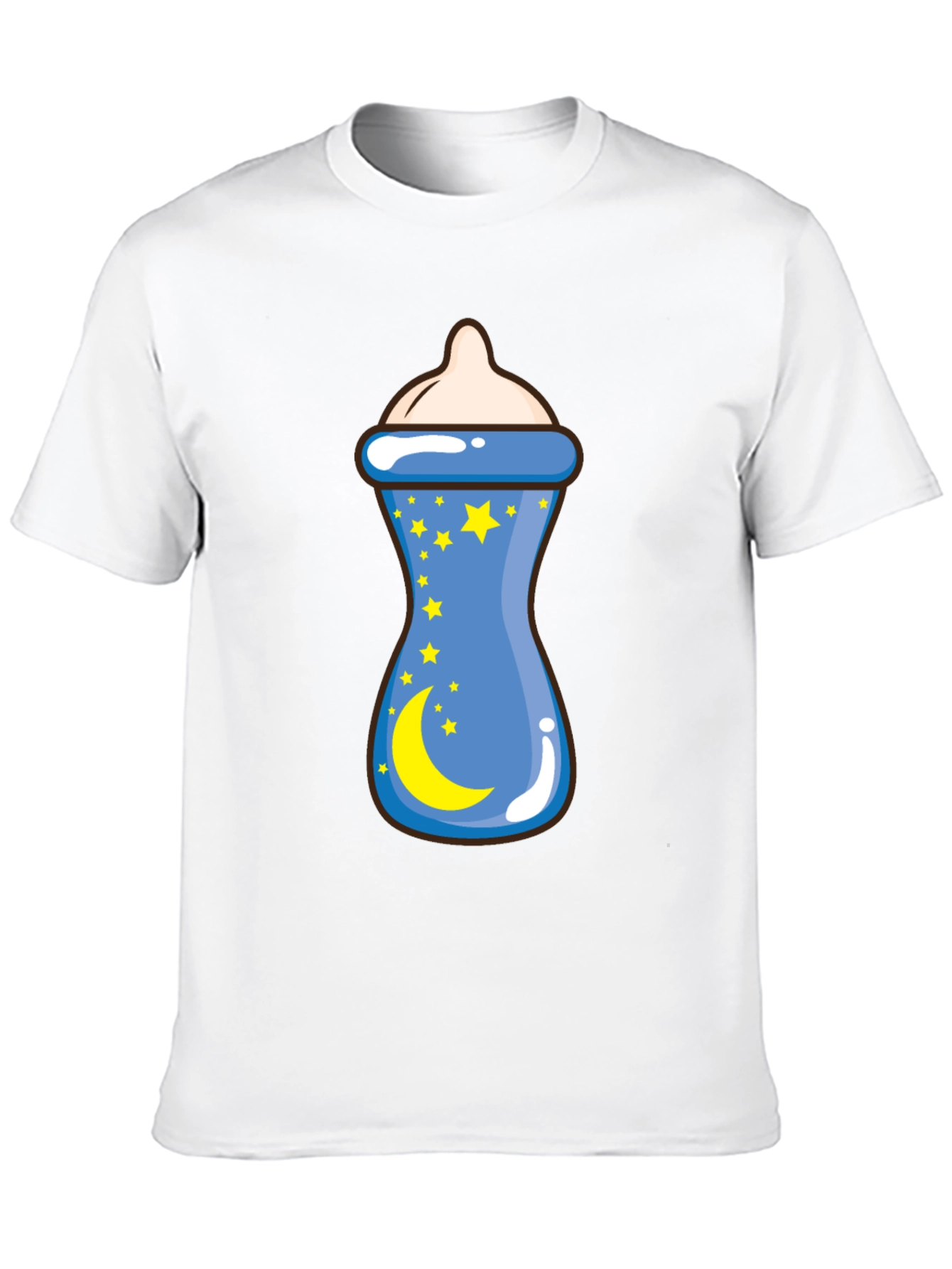 Baby Bottle Moon Stars Graphic Black T-Shirt