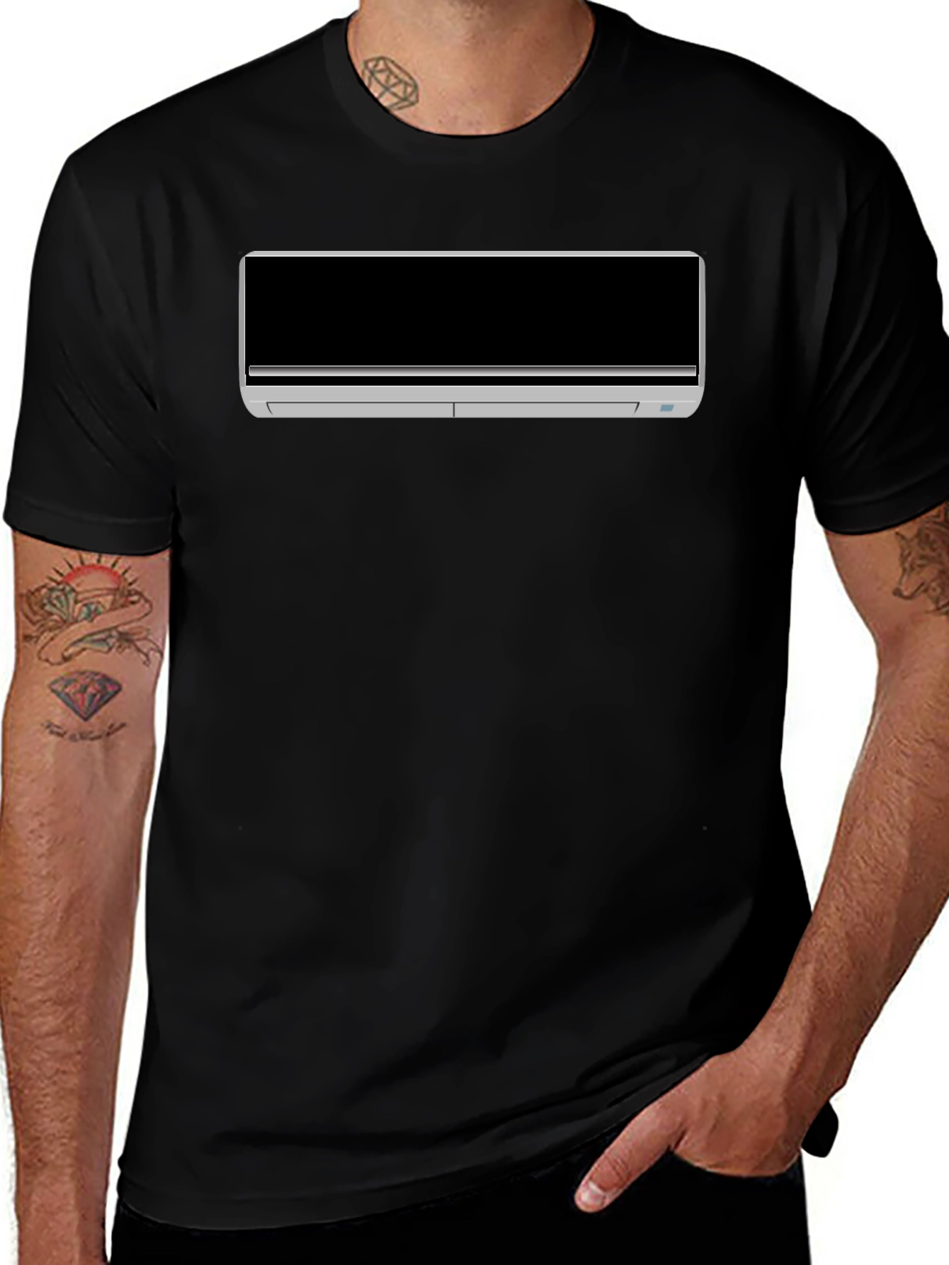 Cool AC Unit Graphic Tee - Black Cotton T-Shirt
