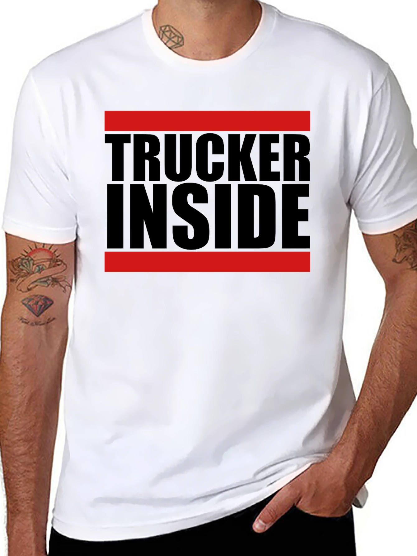 Trucker Inside Graphic Tee - Black