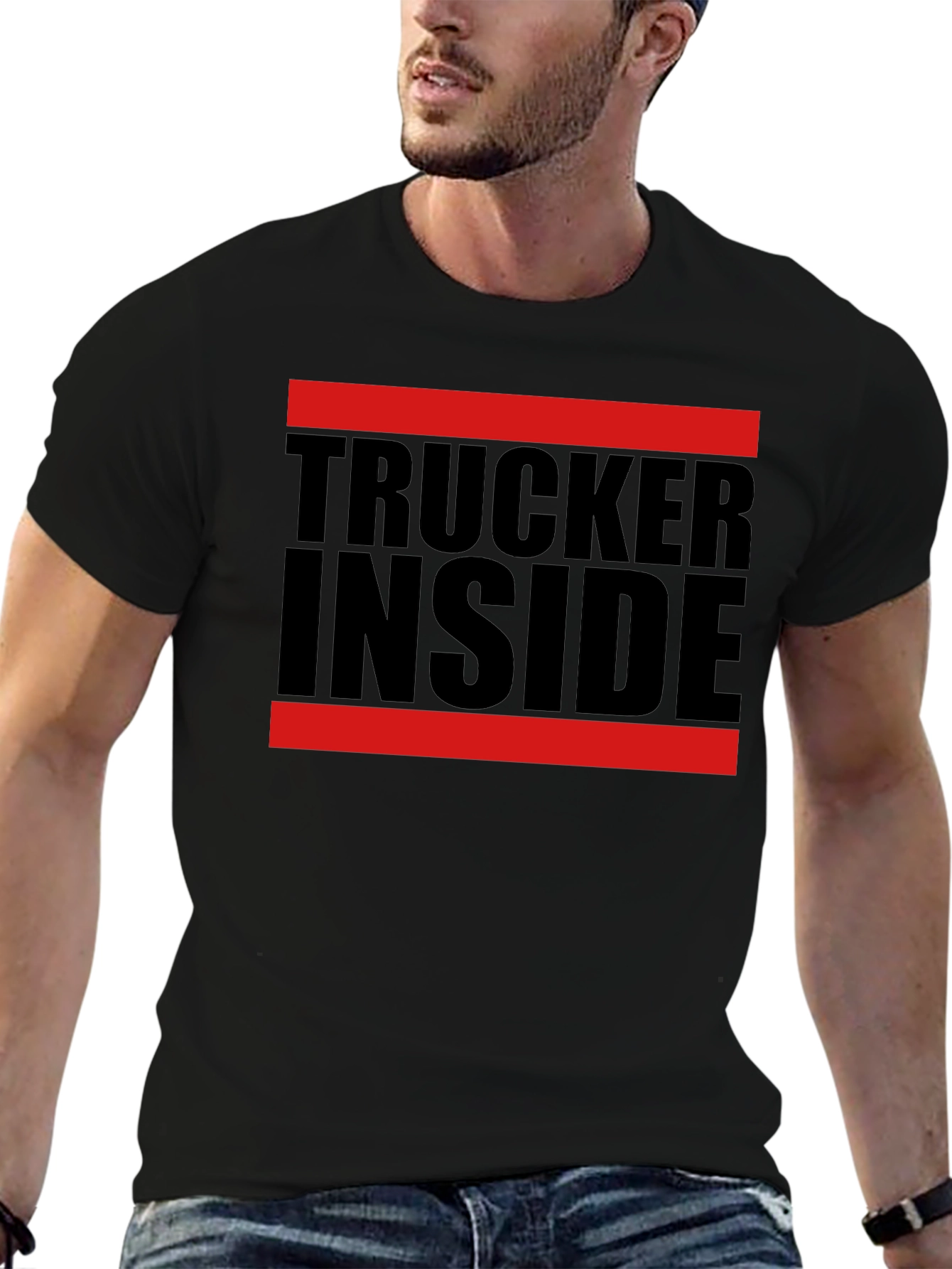 Trucker Inside Graphic Tee - Black