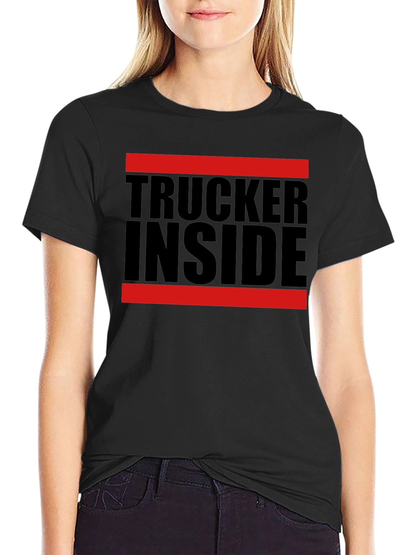 Trucker Inside Graphic Tee - Black