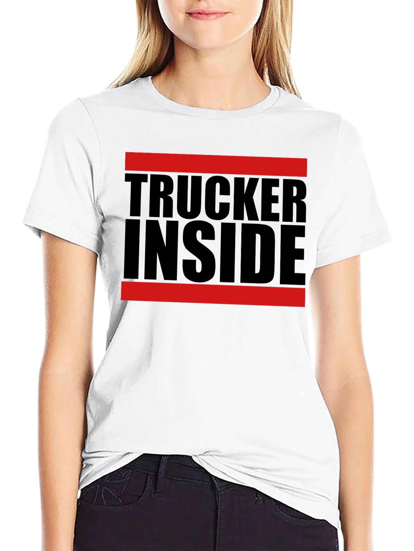Trucker Inside Graphic Tee - Black