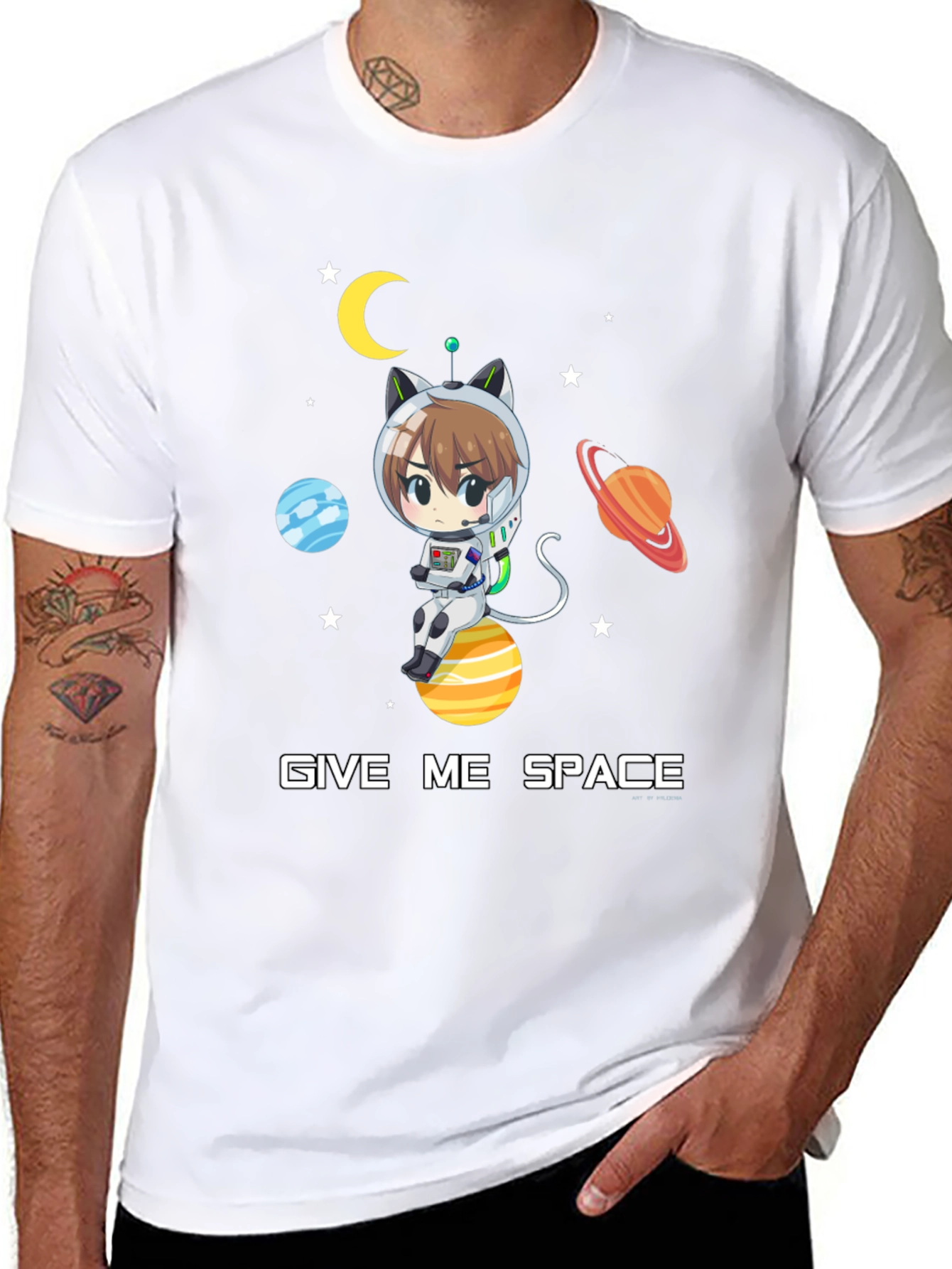 Give Me Space T-Shirt - Anime Cat Astronaut Design