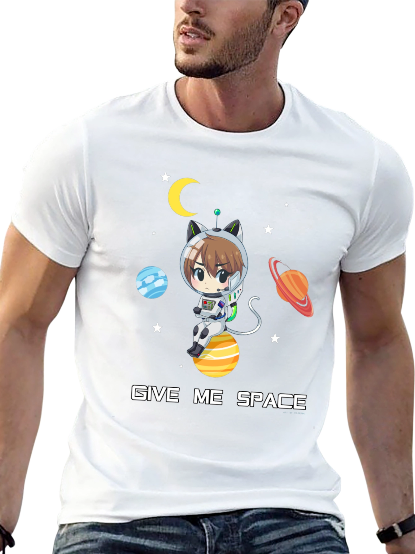 Give Me Space T-Shirt - Anime Cat Astronaut Design