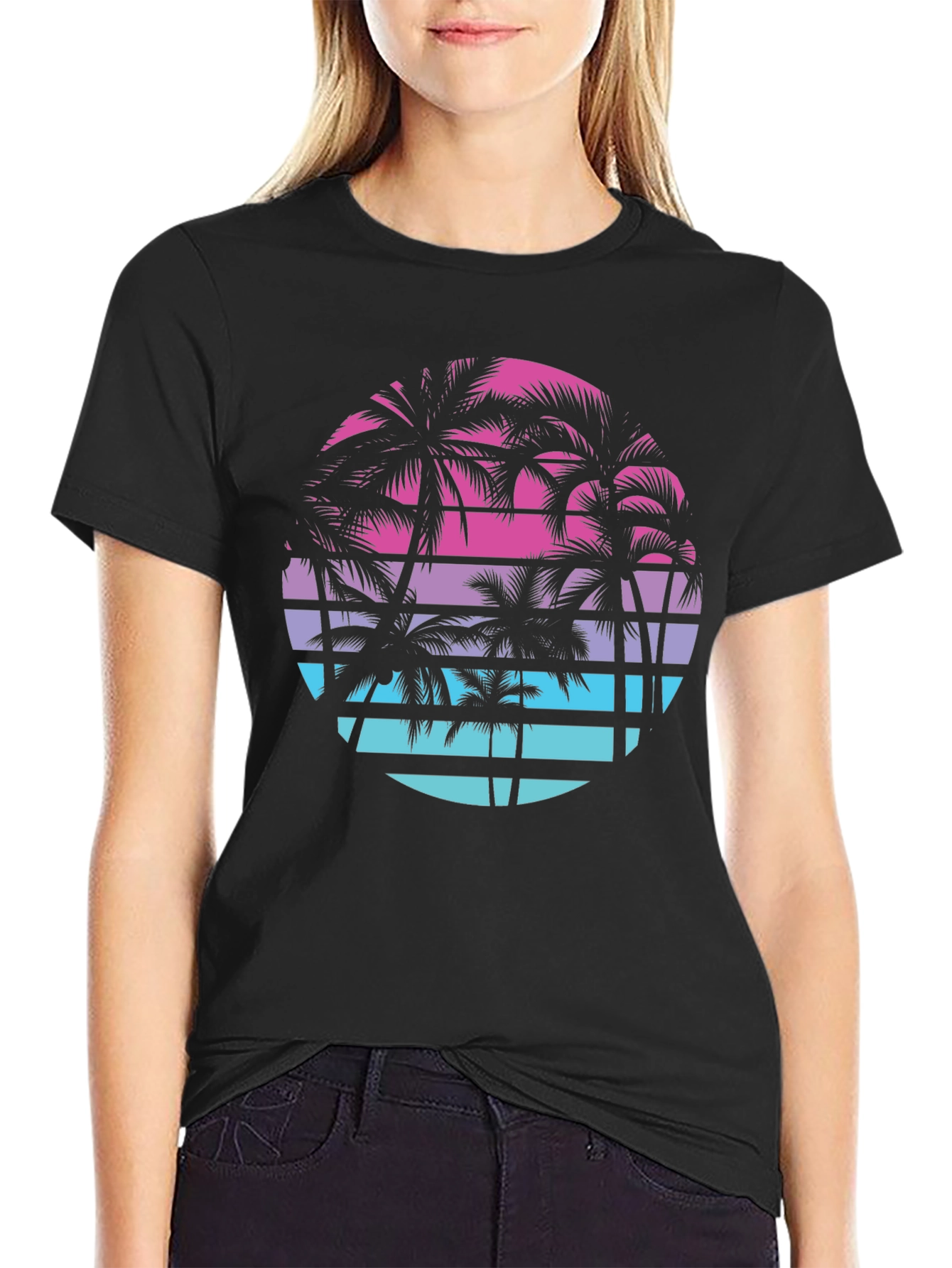 Retro Palm Tree Sunset T-Shirt