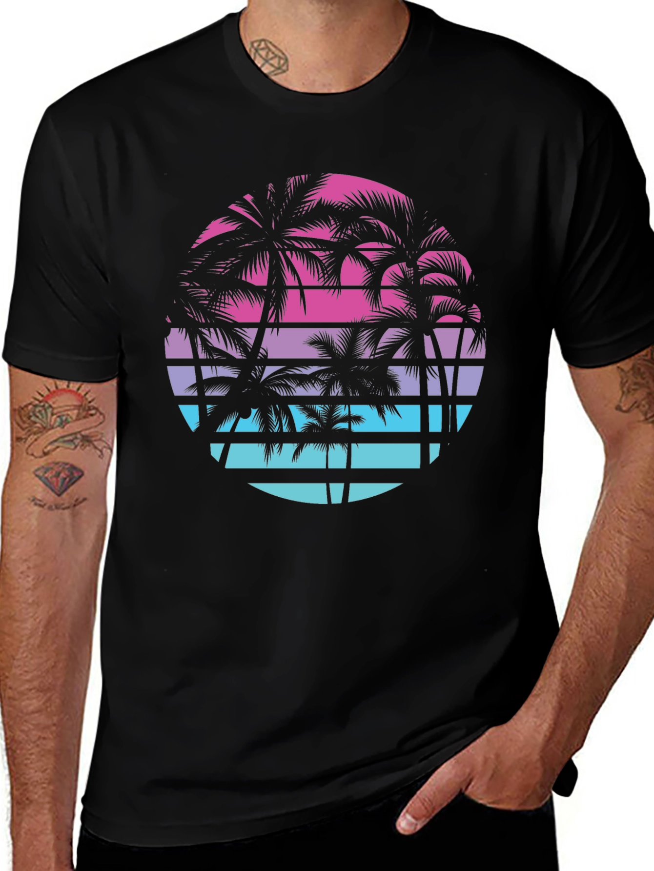Retro Palm Tree Sunset T-Shirt