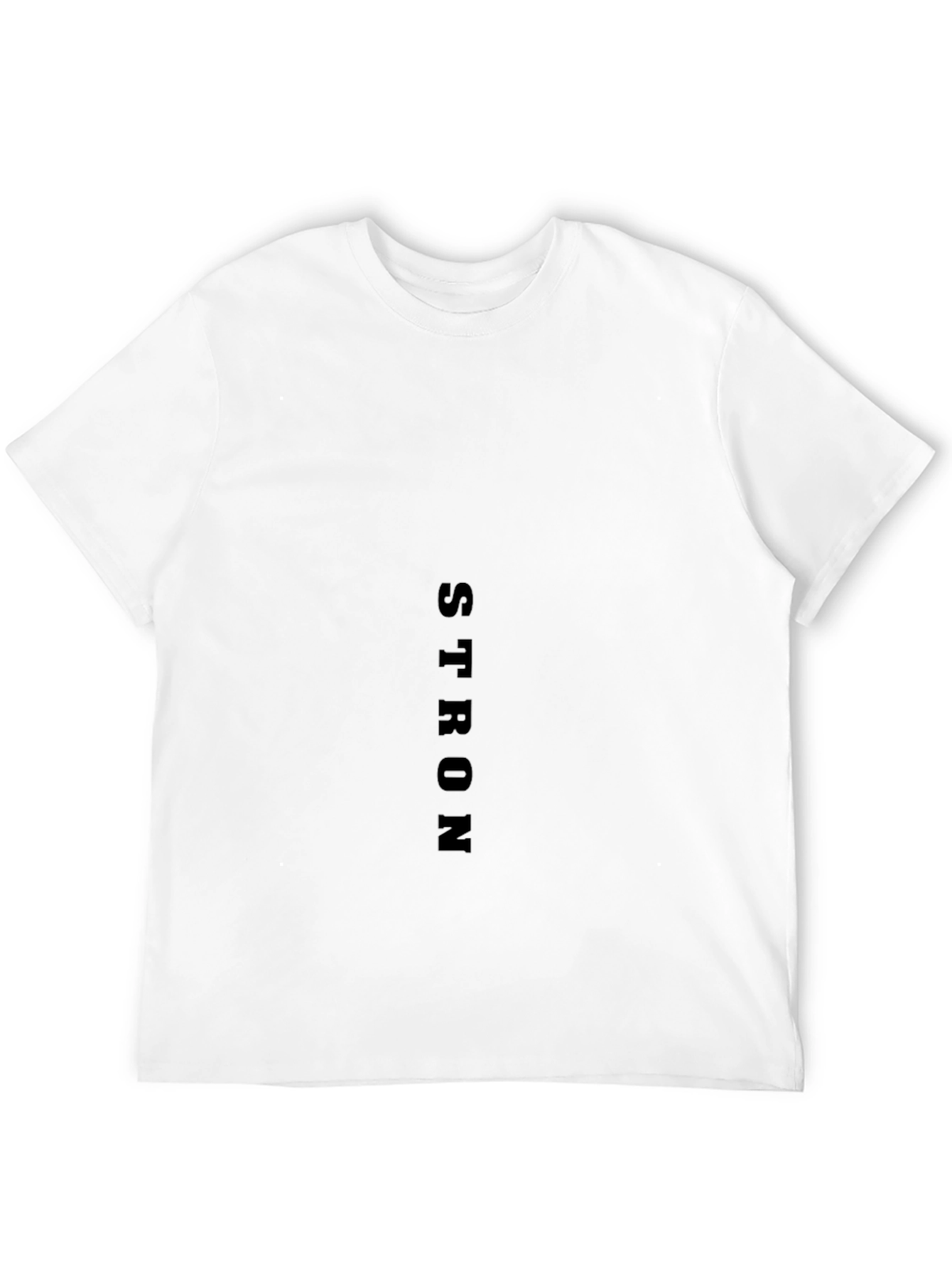 Black T-Shirt: STRON Vertical Print Casual Wear