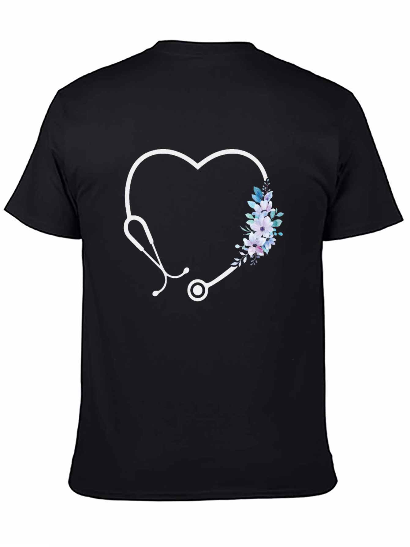 Heart Stethoscope Floral Graphic Tee