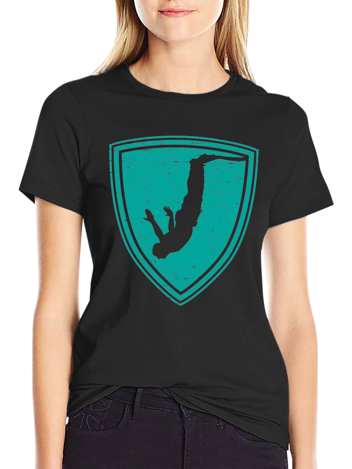 Parkour Silhouette Shield Graphic T-Shirt - Black
