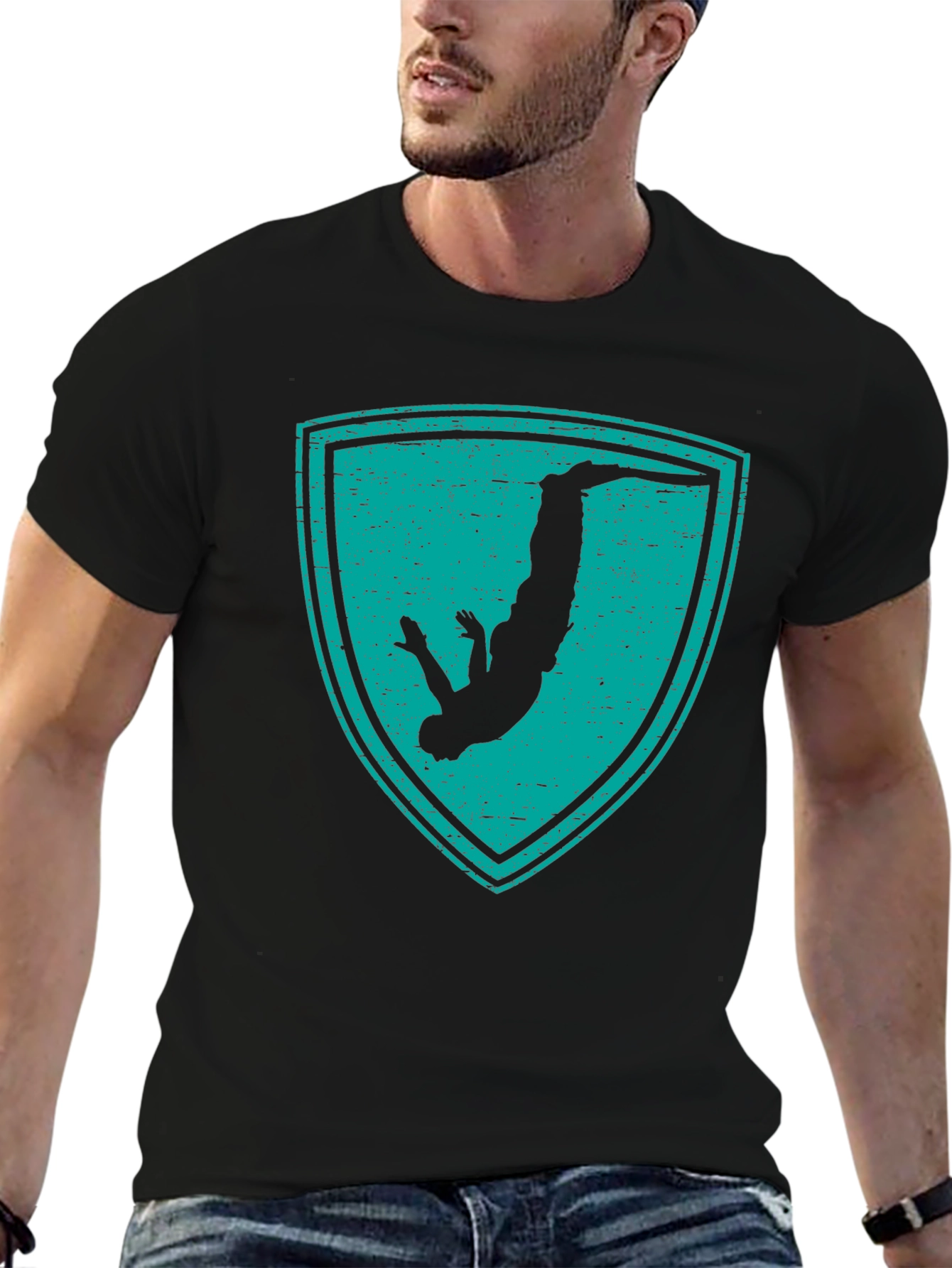 Parkour Silhouette Shield Graphic T-Shirt - Black