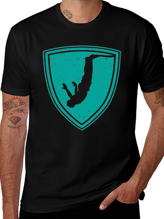 Parkour Silhouette Shield Graphic T-Shirt - Black