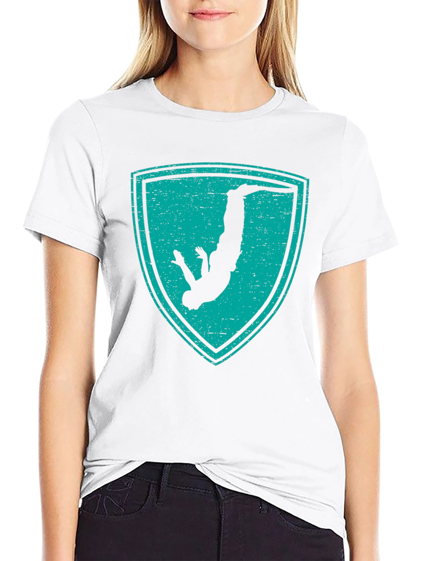 Parkour Silhouette Shield Graphic T-Shirt - Black