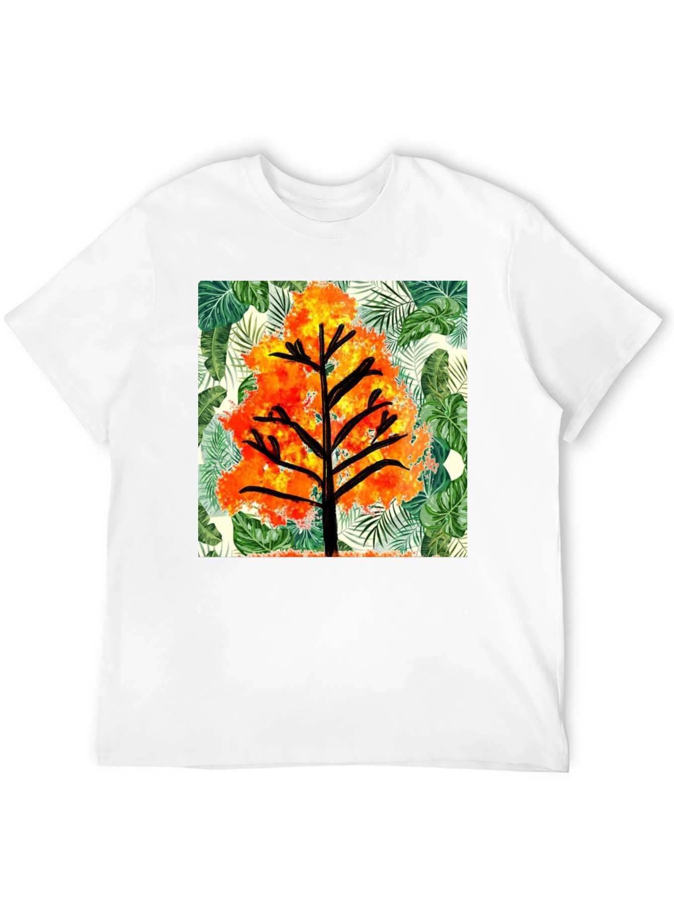 Tropical Tree Graphic T-Shirt - Mens Black Tee