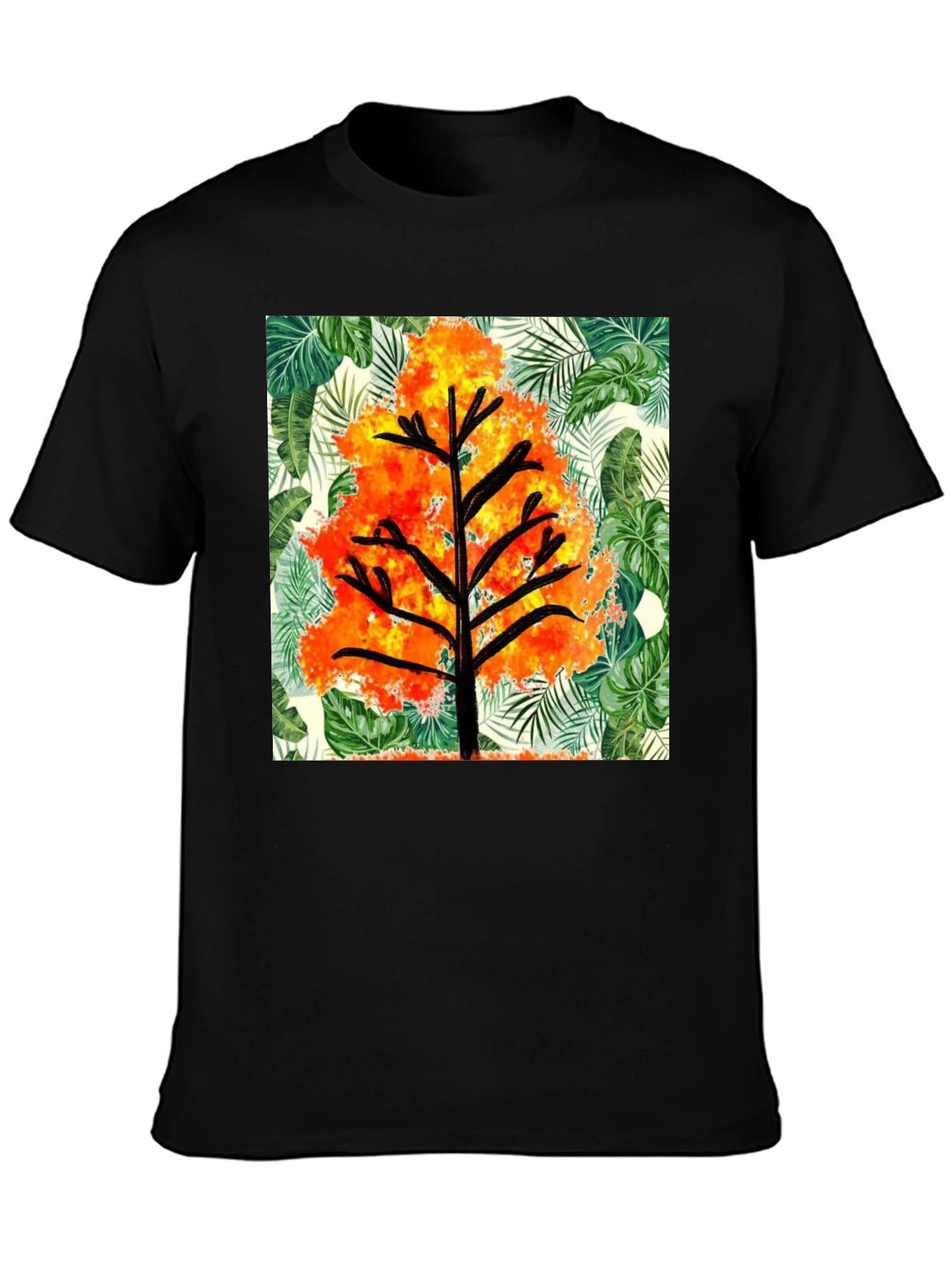 Tropical Tree Graphic T-Shirt - Mens Black Tee