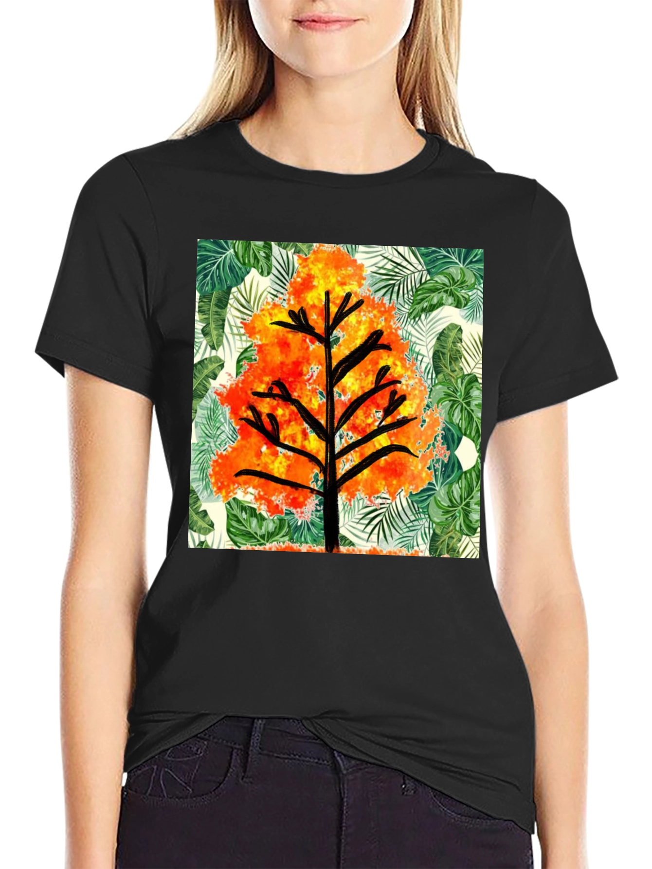 Tropical Tree Graphic T-Shirt - Mens Black Tee