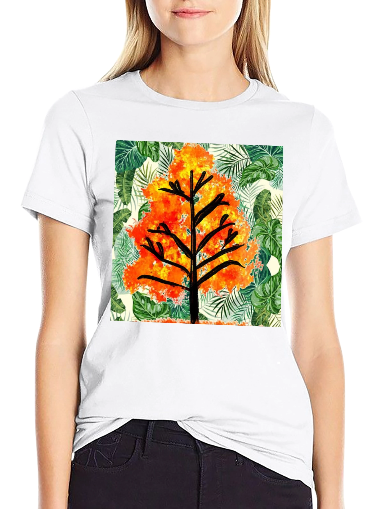 Tropical Tree Graphic T-Shirt - Mens Black Tee