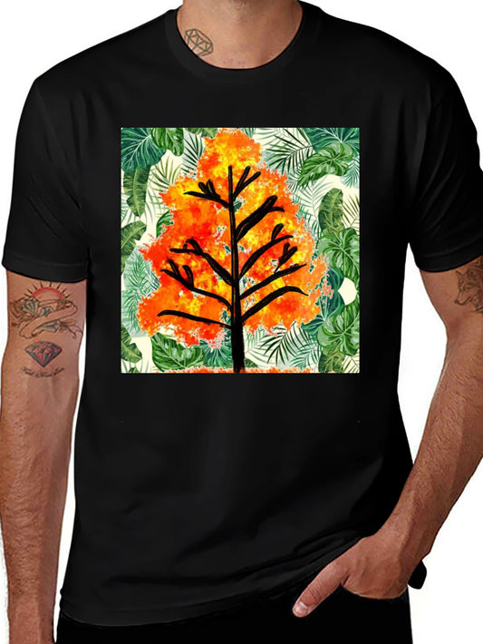 Tropical Tree Graphic T-Shirt - Mens Black Tee