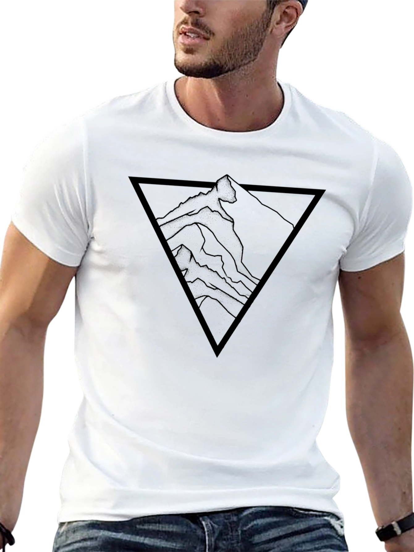Mountain Peak Triangle Graphic Tee - Black
