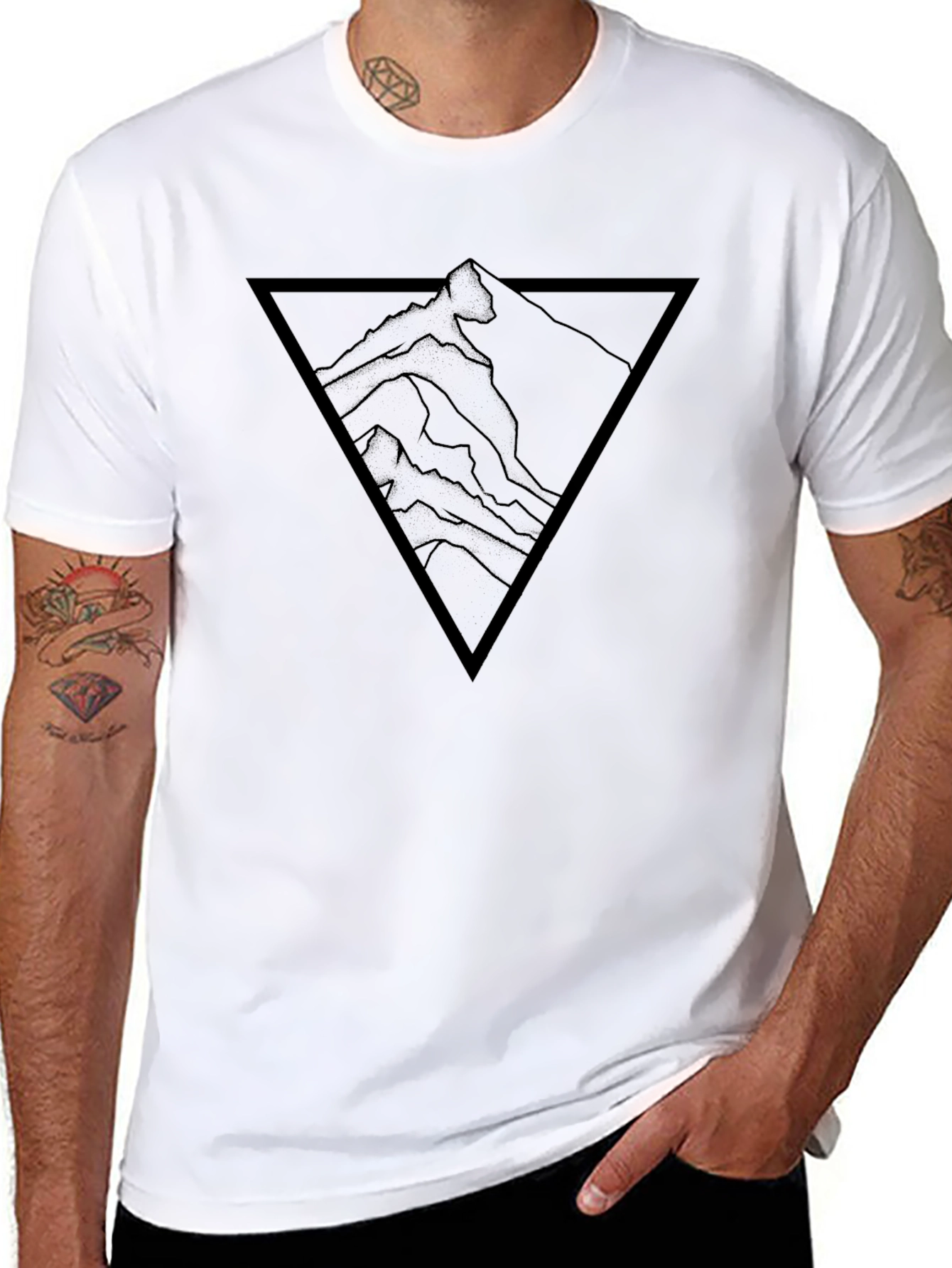 Mountain Peak Triangle Graphic Tee - Black