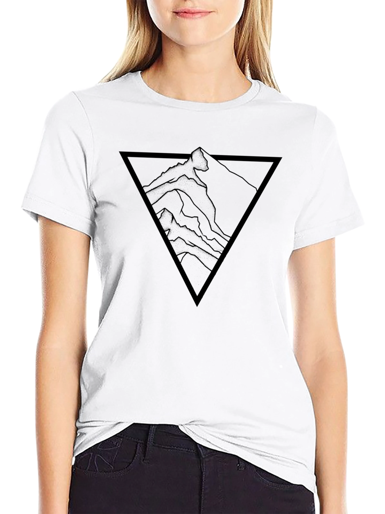 Mountain Peak Triangle Graphic Tee - Black