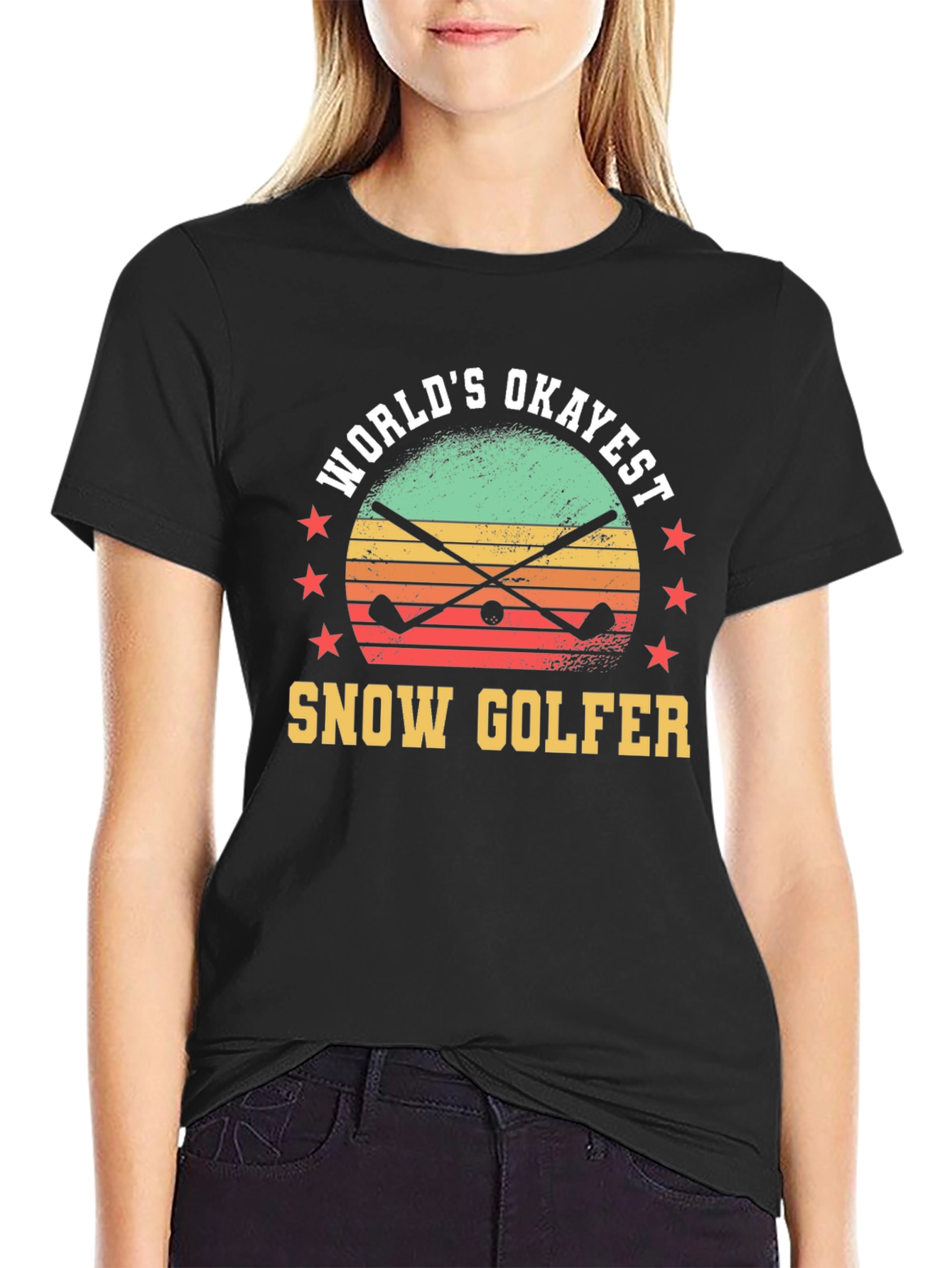 Worlds Okayest Snow Golfer Graphic T-Shirt
