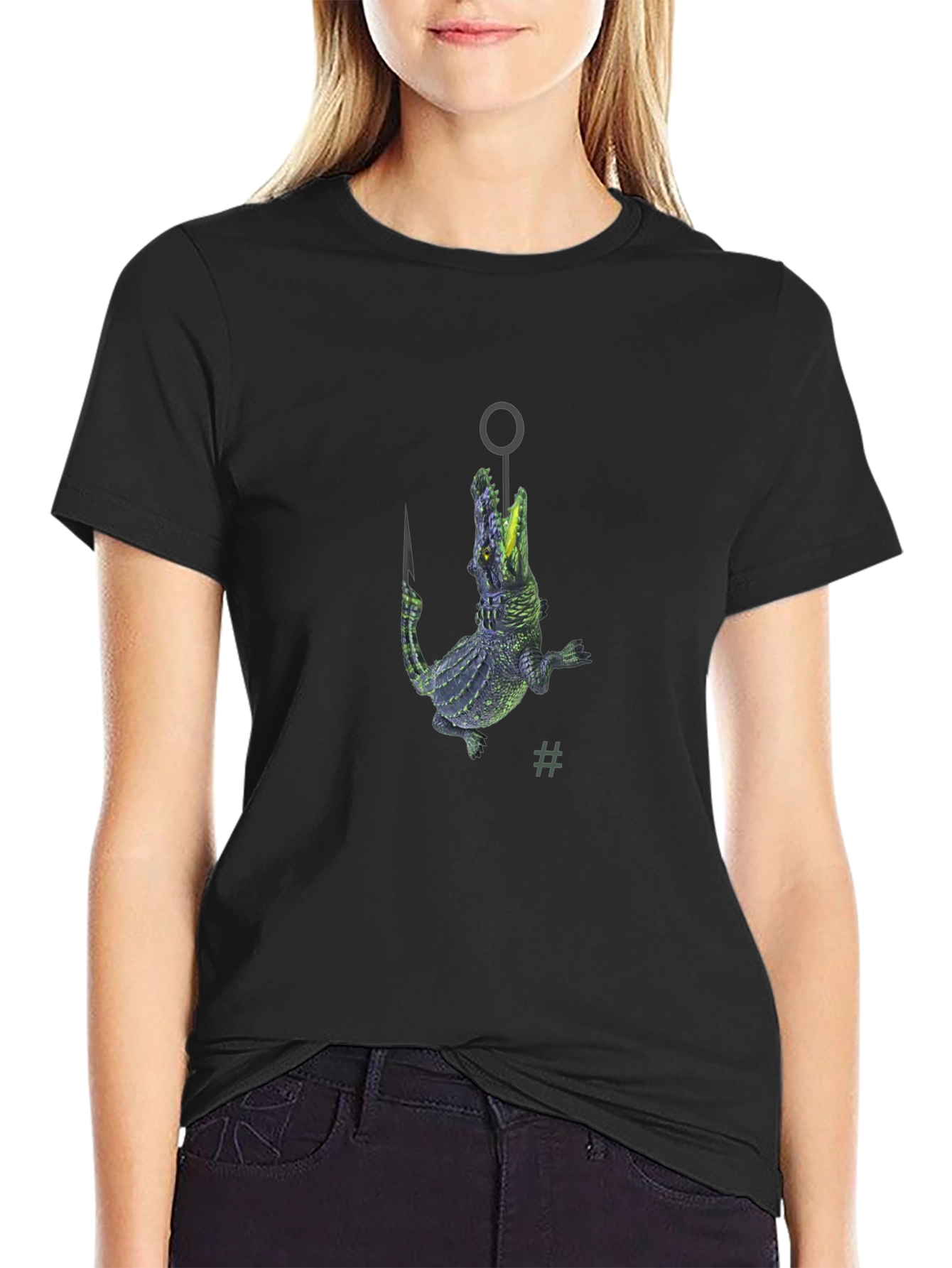 Crocodile Hook Black T-Shirt