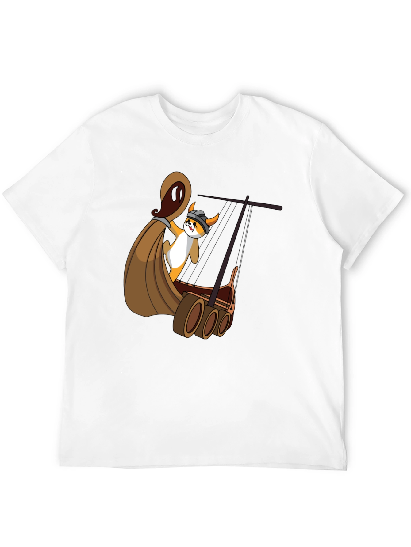 Viking Corgi Boat T-Shirt - Black