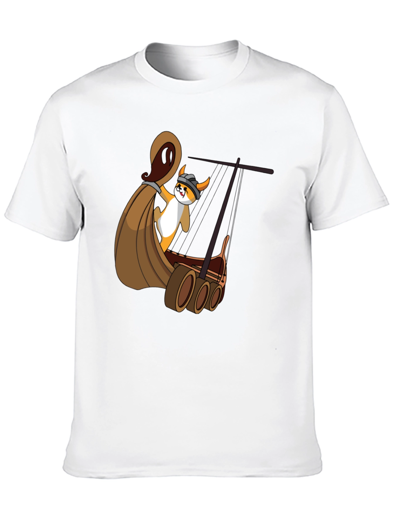 Viking Corgi Boat T-Shirt - Black