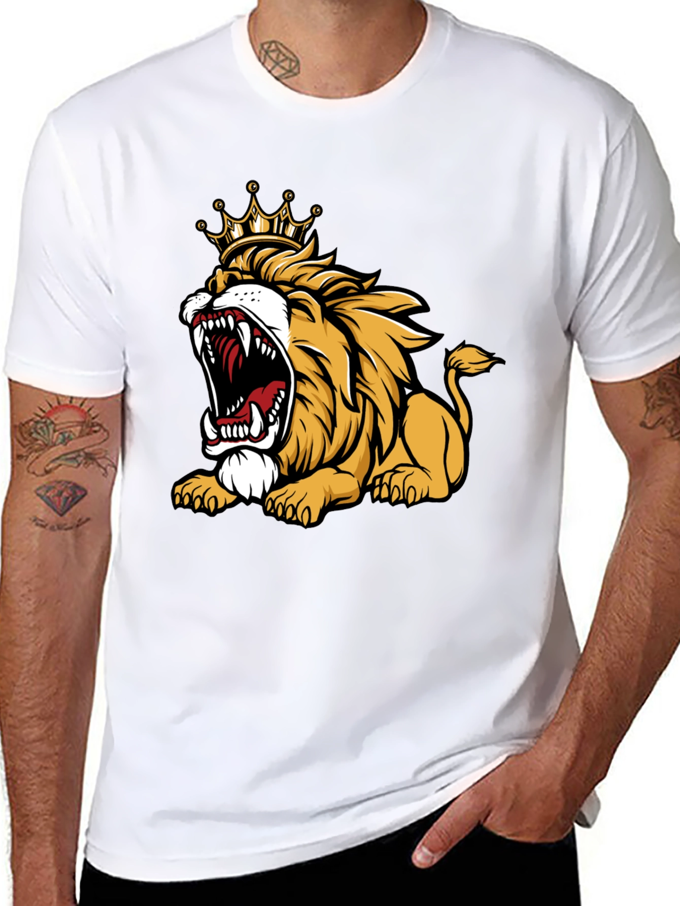 Roaring Lion King Graphic T-Shirt - Mens Black Tee