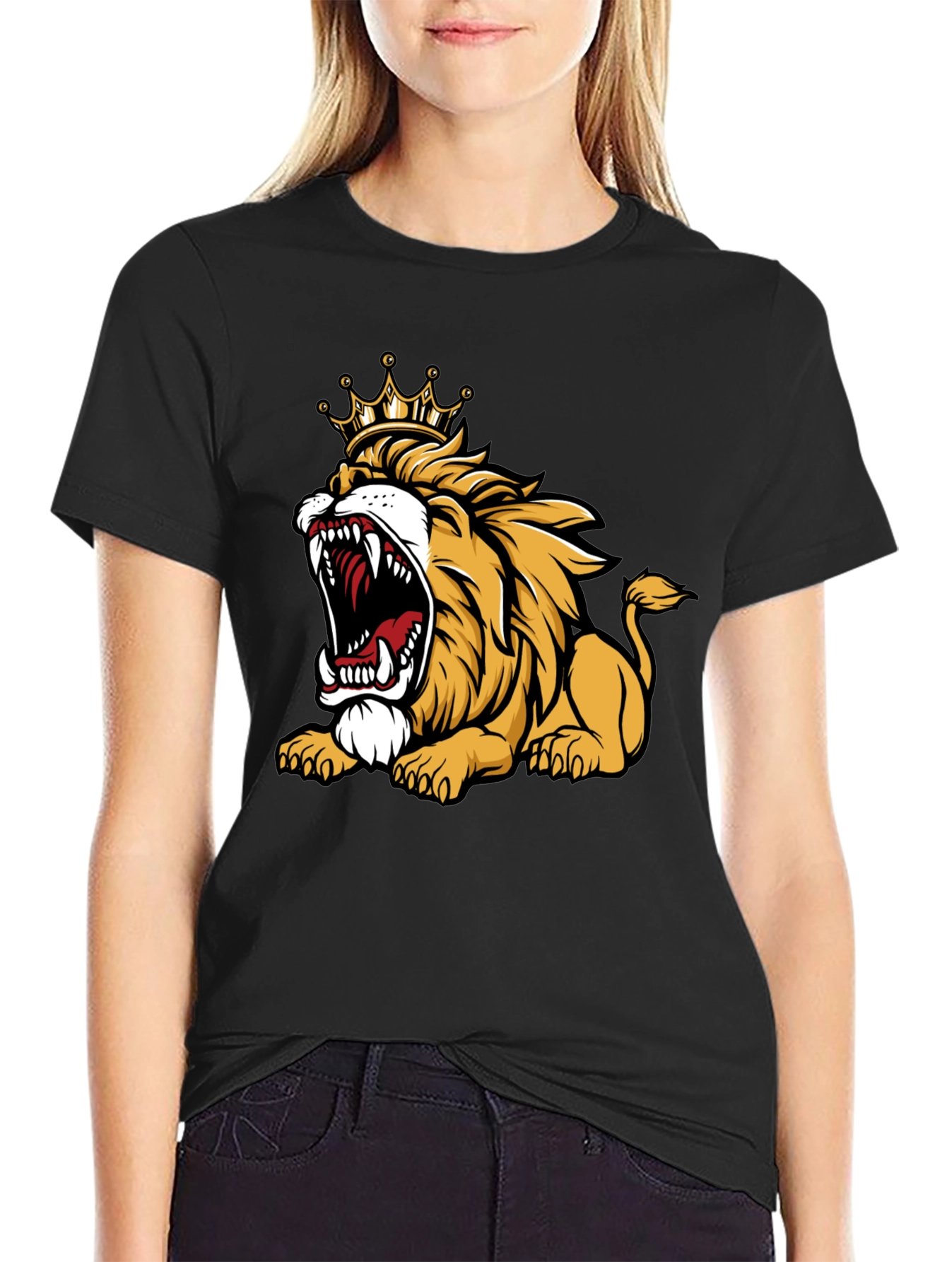 Roaring Lion King Graphic T-Shirt - Mens Black Tee