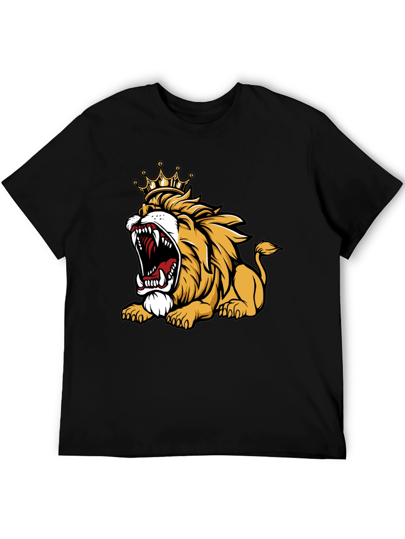 Roaring Lion King Graphic T-Shirt - Mens Black Tee