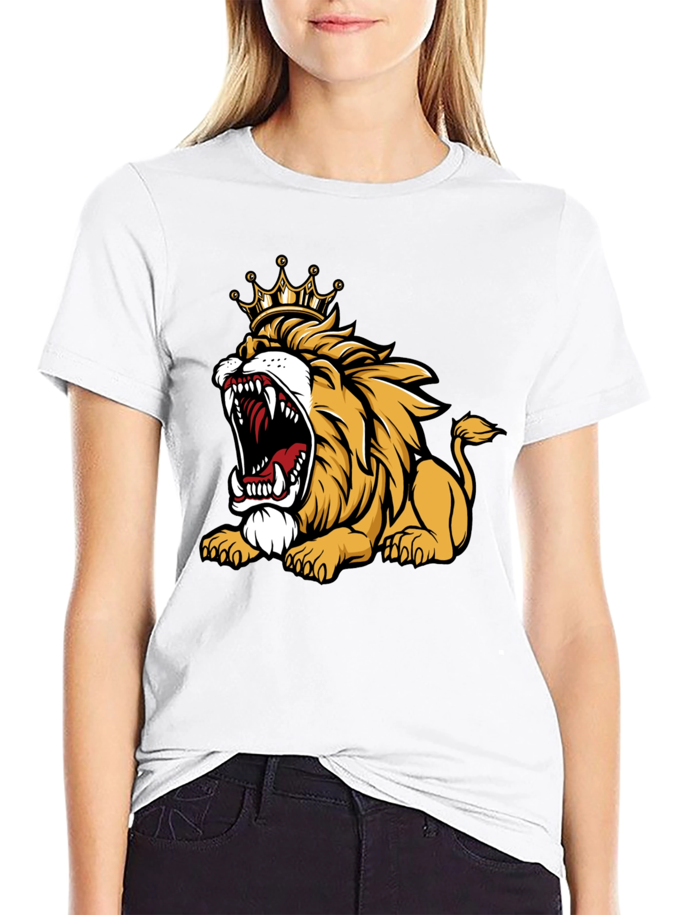 Roaring Lion King Graphic T-Shirt - Mens Black Tee