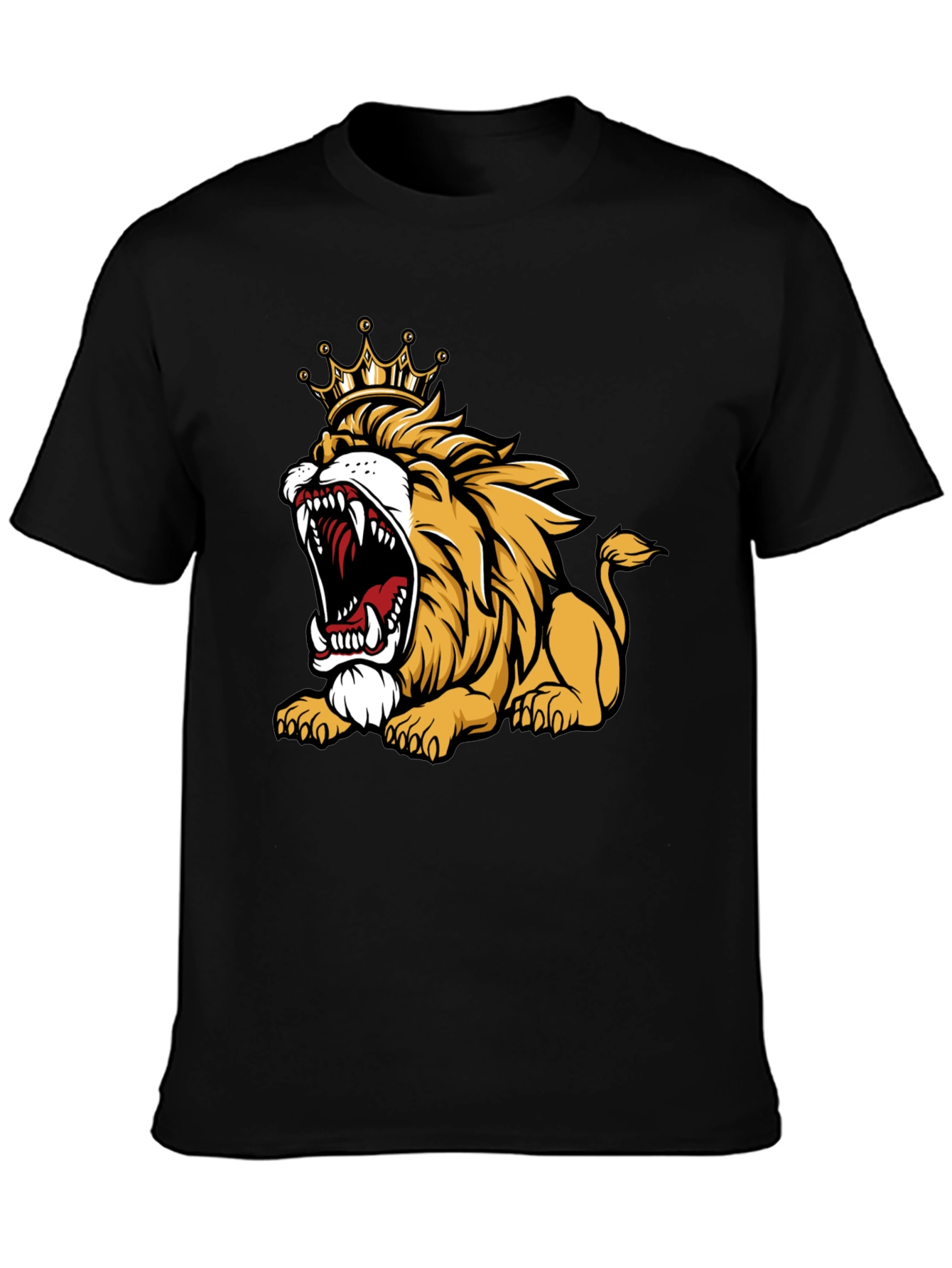 Roaring Lion King Graphic T-Shirt - Mens Black Tee