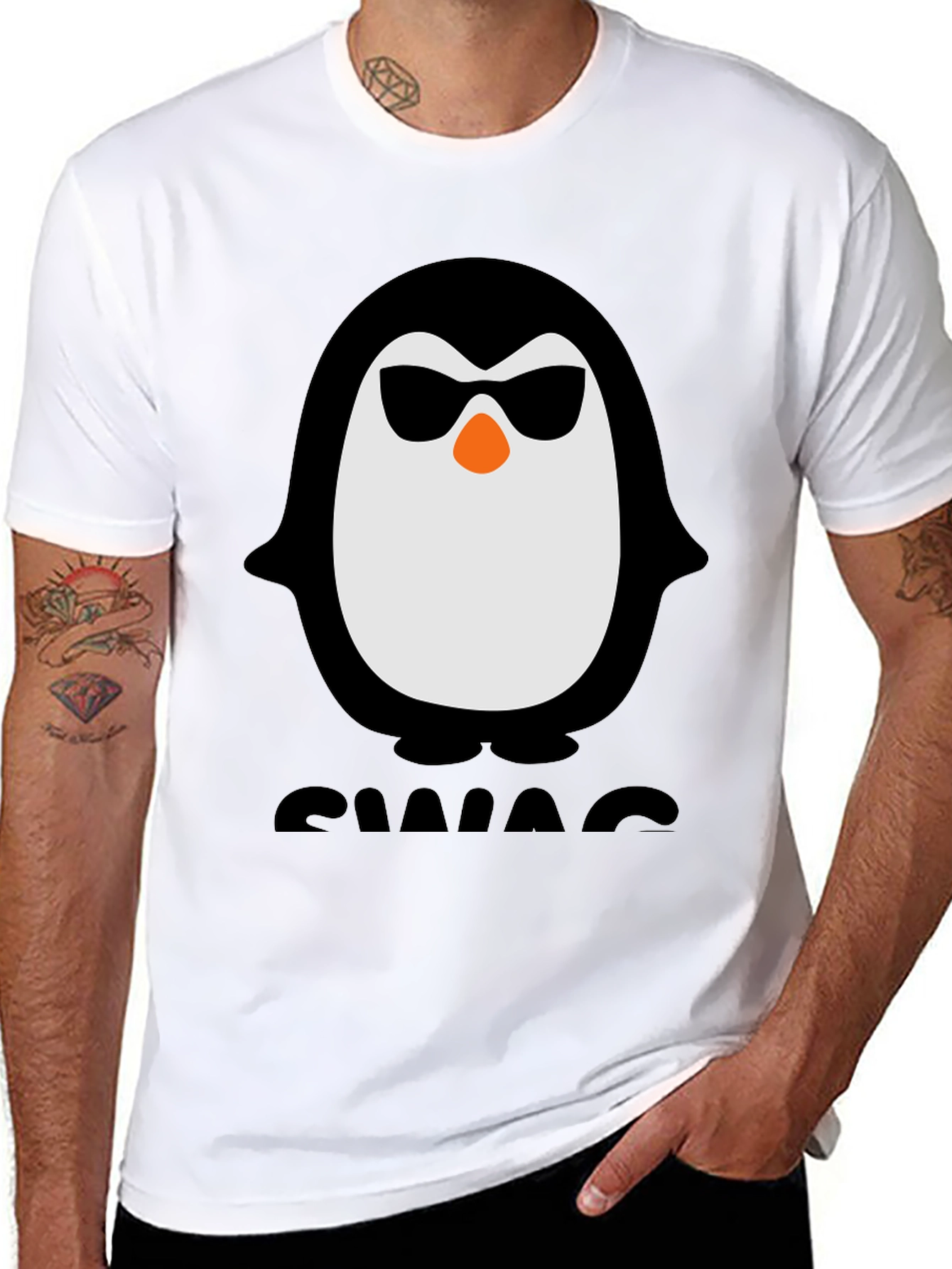 Cool Penguin Swag Tee - Black Graphic T-Shirt
